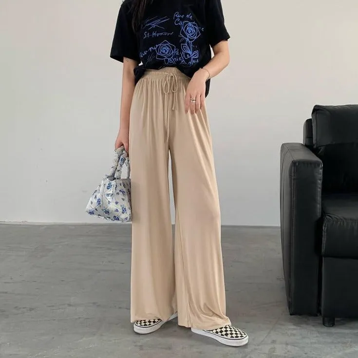[Korean Style] Frencisca Drawstring Loose Fit Full Length Pants