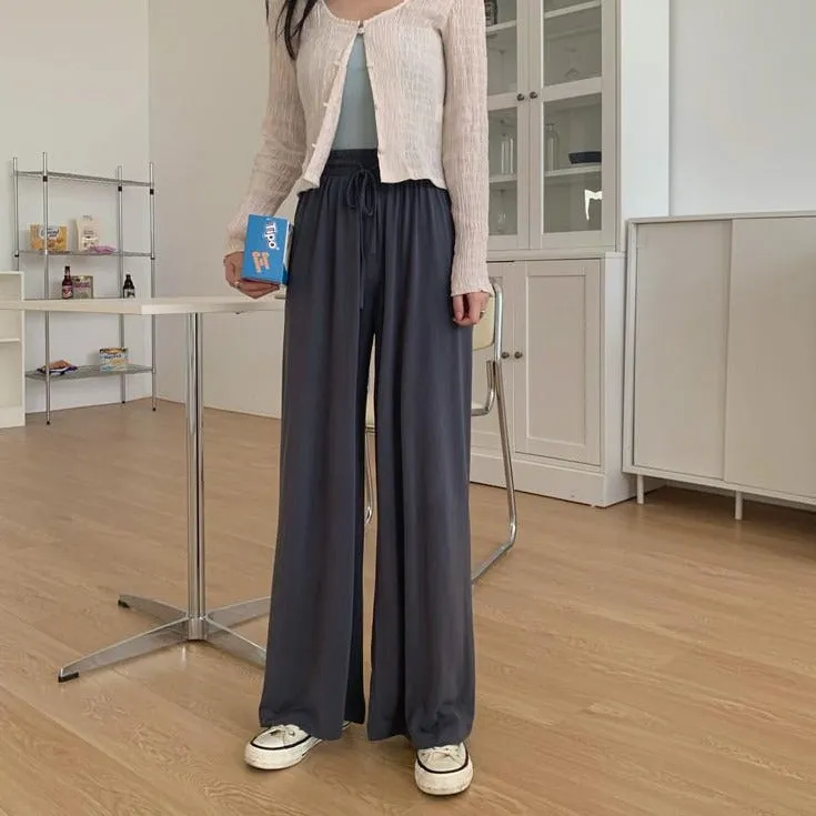 [Korean Style] Frencisca Drawstring Loose Fit Full Length Pants
