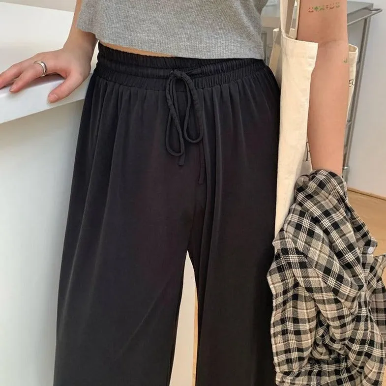 [Korean Style] Frencisca Drawstring Loose Fit Full Length Pants