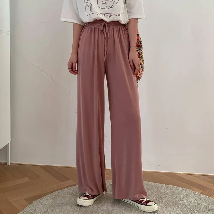 [Korean Style] Frencisca Drawstring Loose Fit Full Length Pants