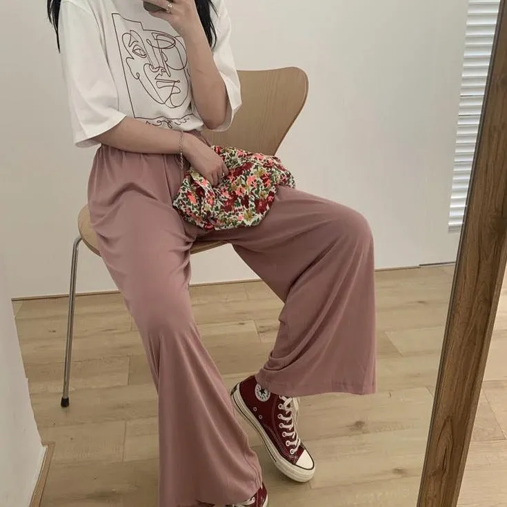 [Korean Style] Frencisca Drawstring Loose Fit Full Length Pants