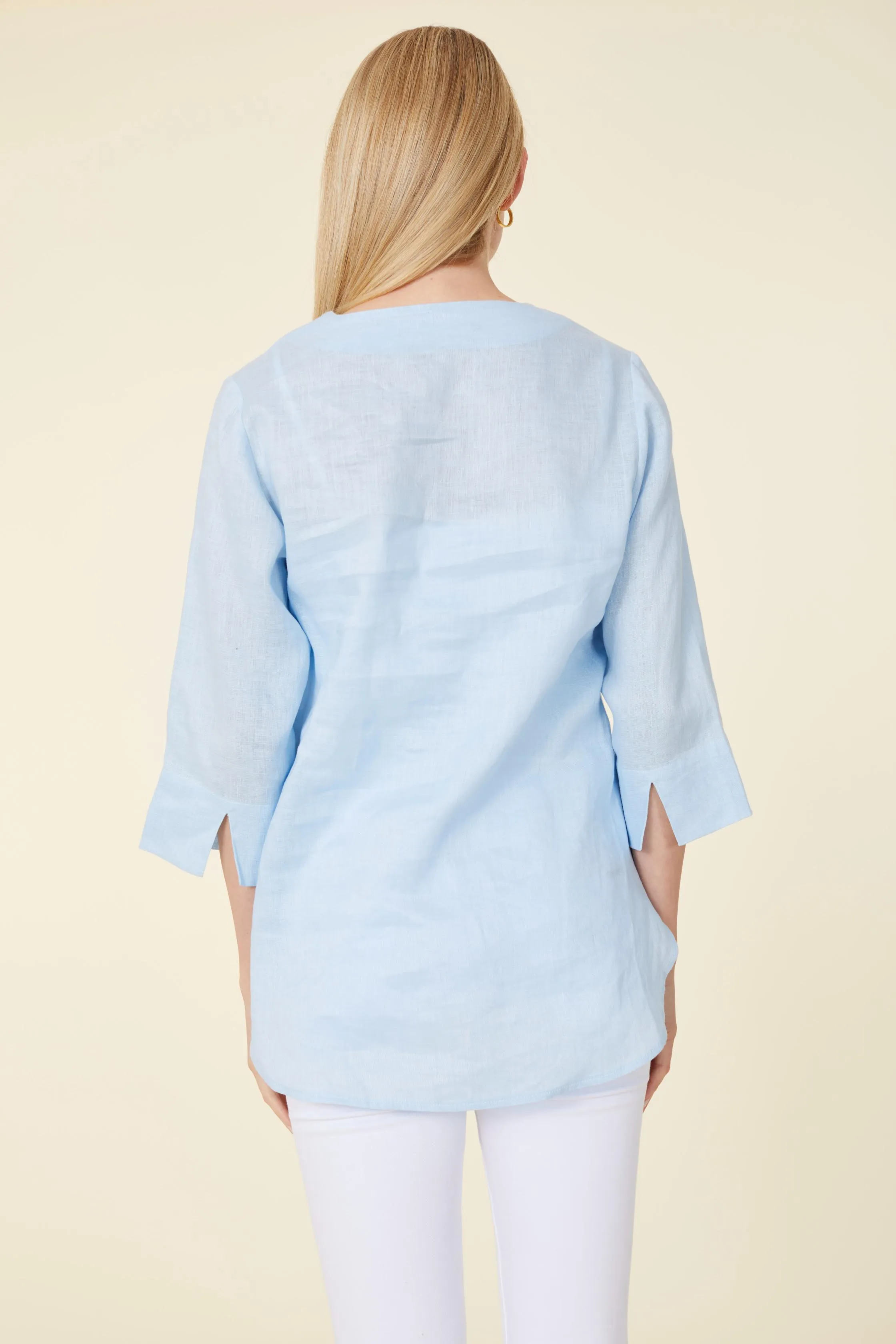 Linen Three-Quarter Sleeve Top