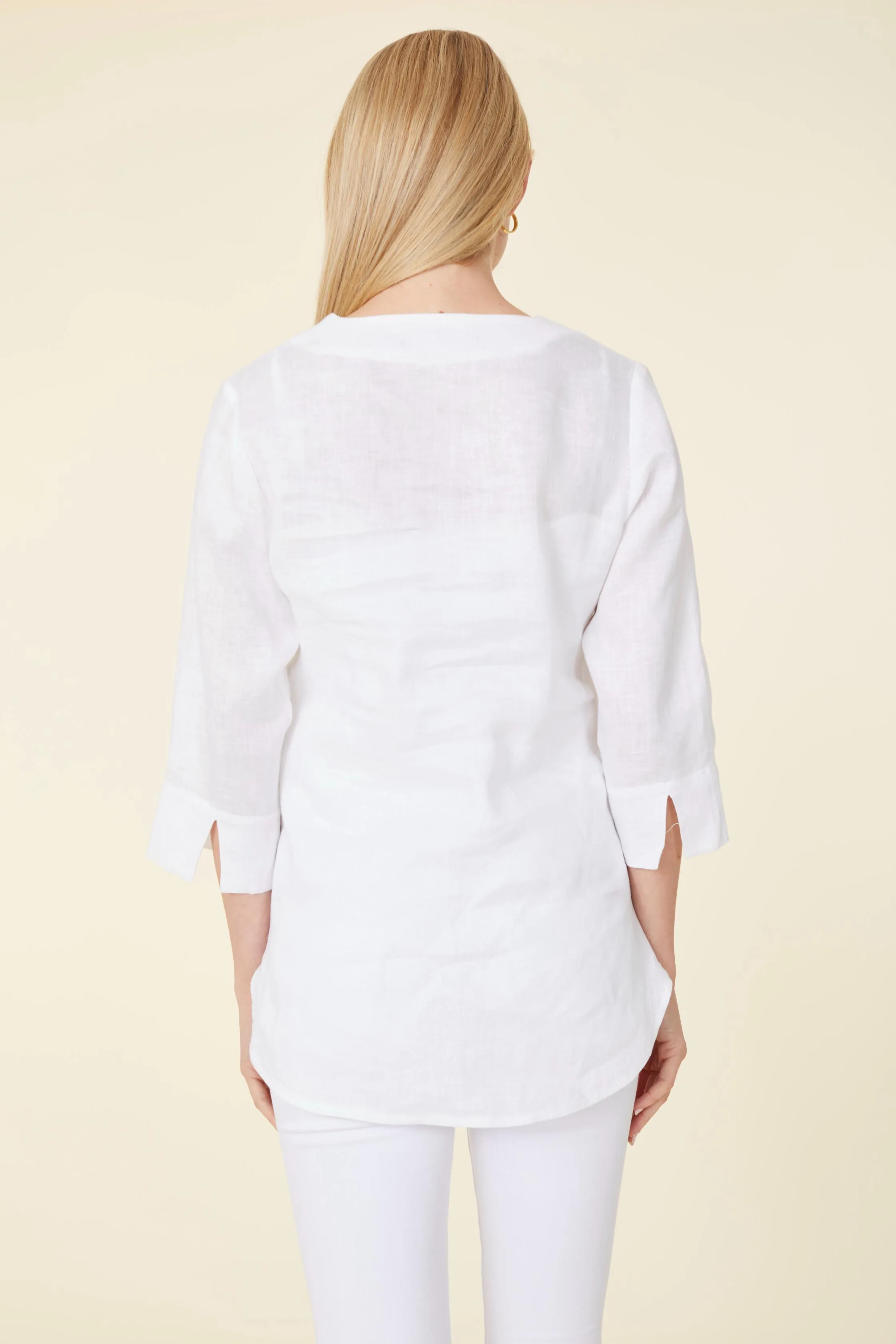 Linen Three-Quarter Sleeve Top