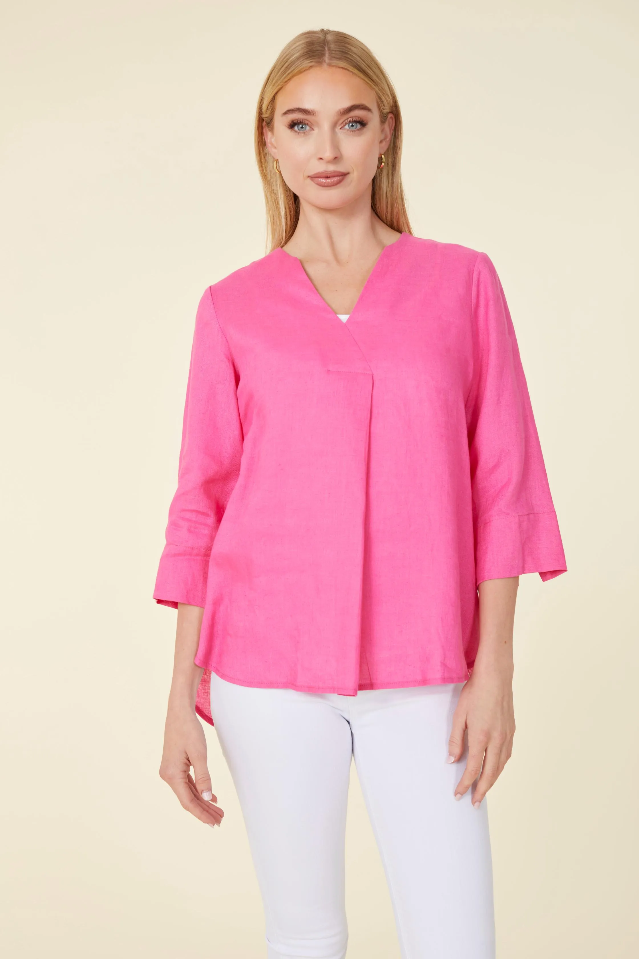 Linen Three-Quarter Sleeve Top