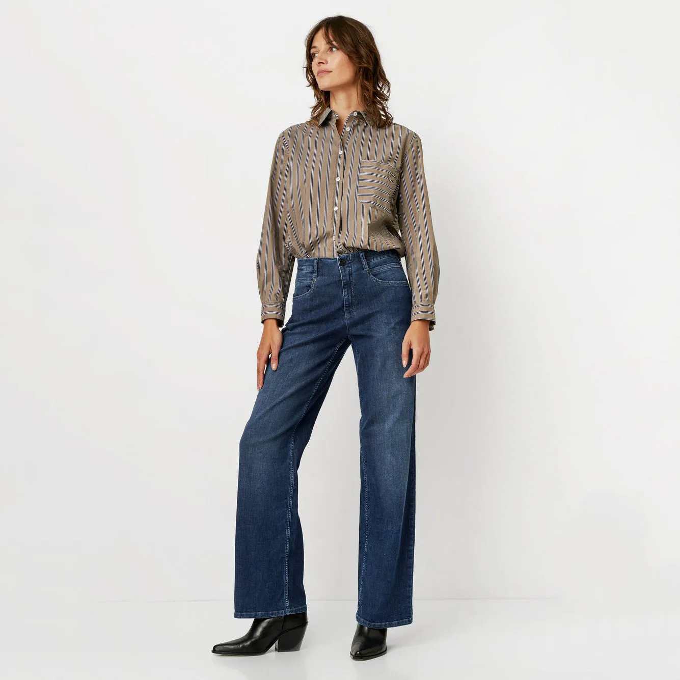 Liv Mid Blue Wide Leg Trousers