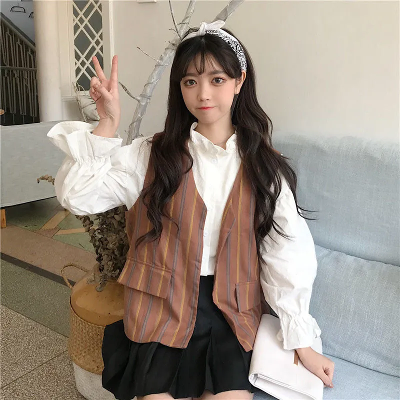 Long Sleeve Cute Ruffles Blouse Shirt