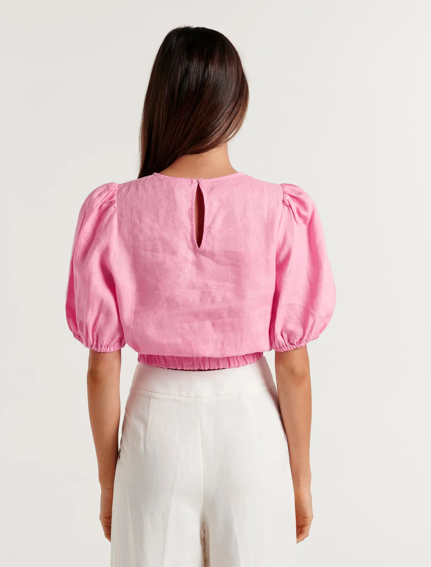 Lucy Linen Puff Sleeve Top