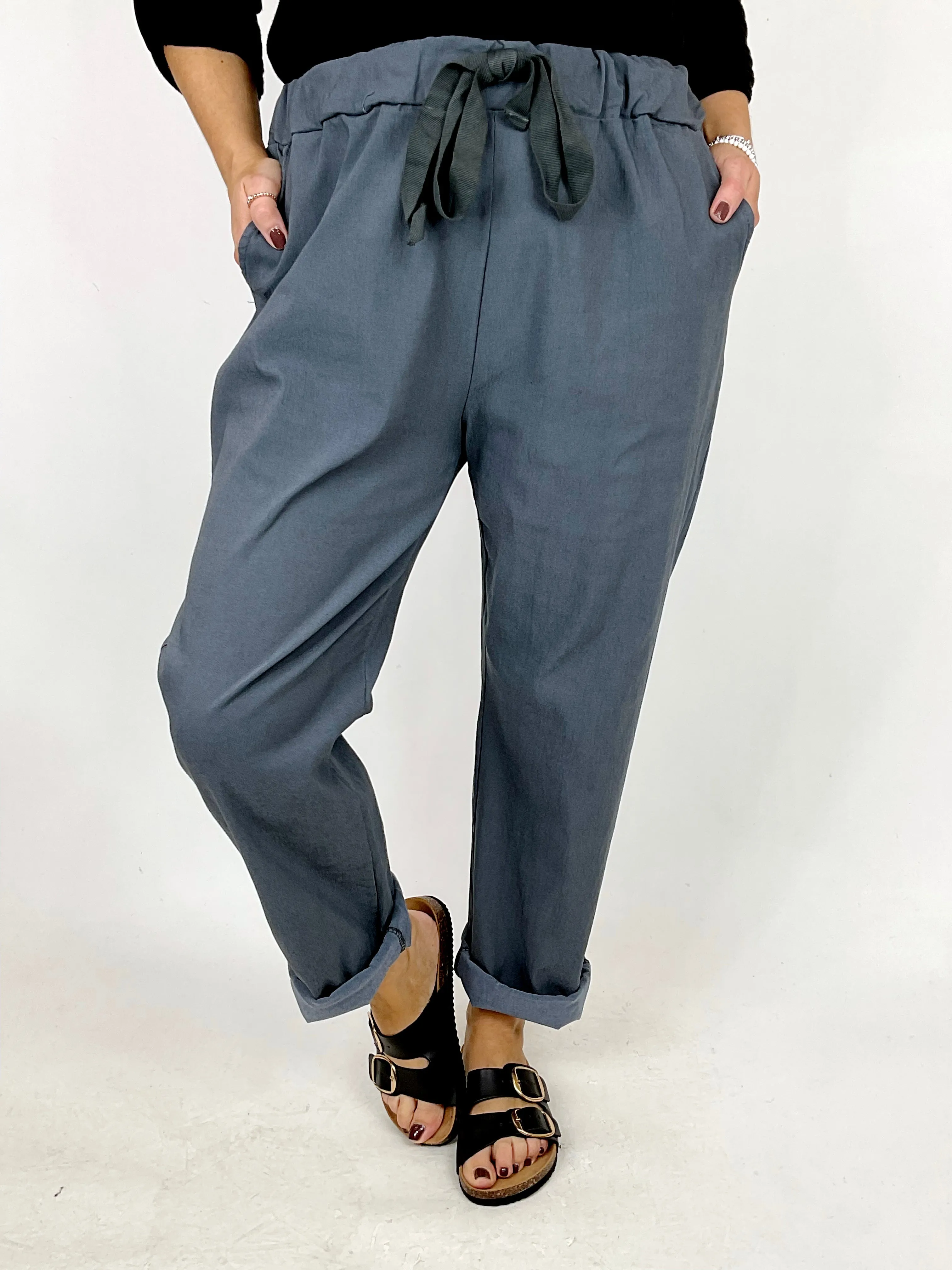 Made in Italy Lagenlook Plain Magic Pant Joggers in Charcoal. 50106