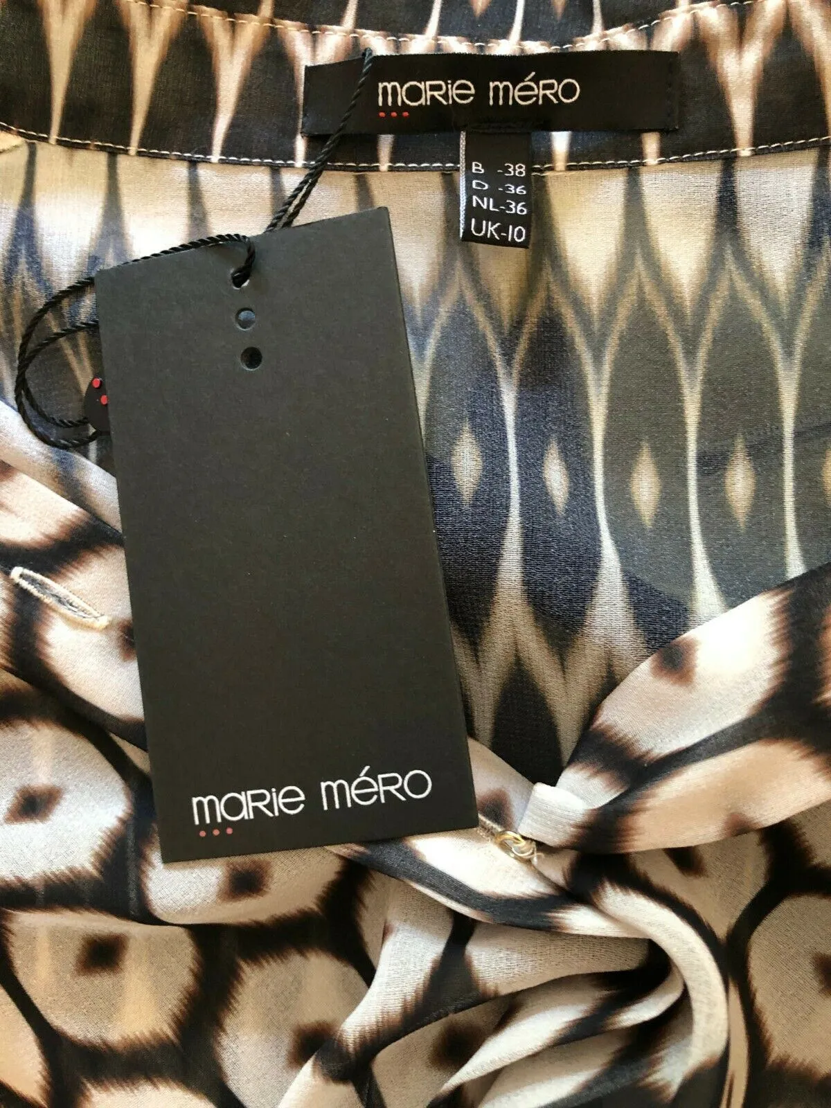 Marie Mero Brown Longline Chiffon Blouse UK 10 US 6 EU 38