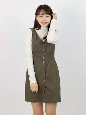 Marie 燈芯絨V領連身裙*