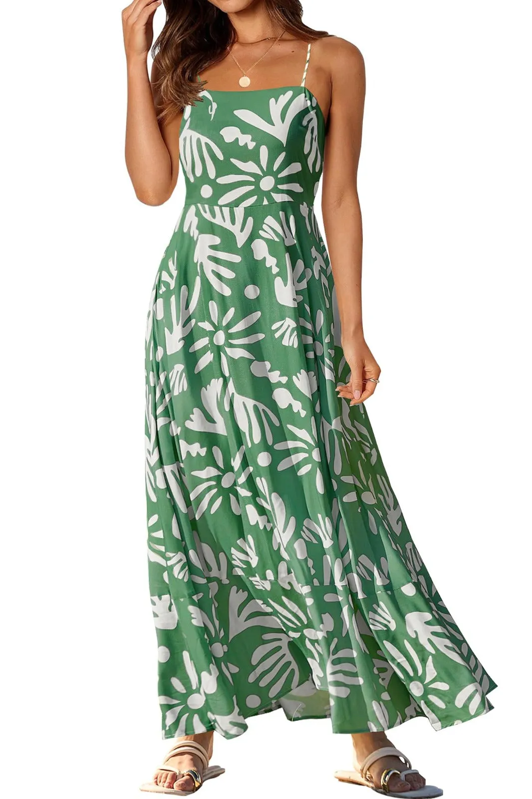 MEROKEETY Women's Tropical Beach Wedding Guest Midi Dress with Pockets