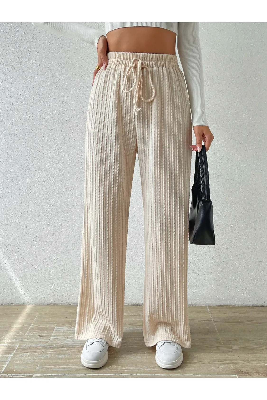 NicholesGifts Women Drawstring Wide Leg Pants