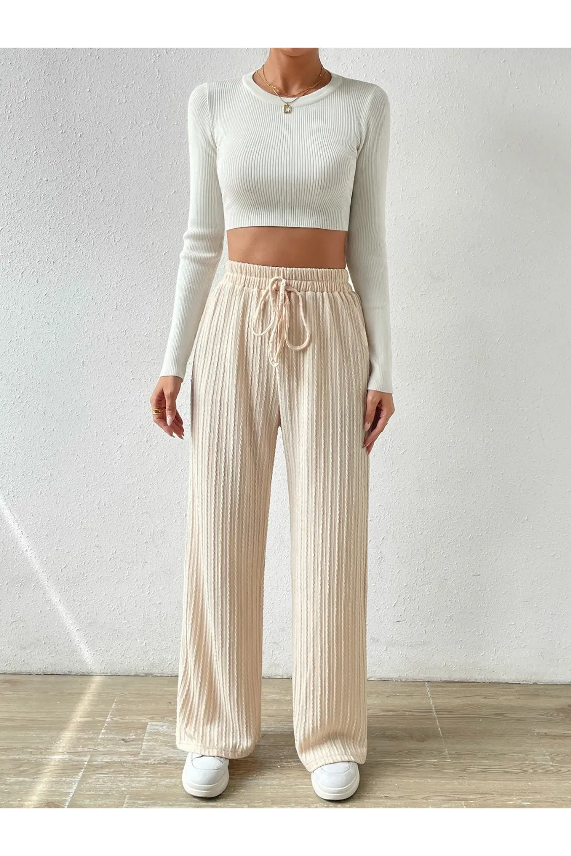 NicholesGifts Women Drawstring Wide Leg Pants