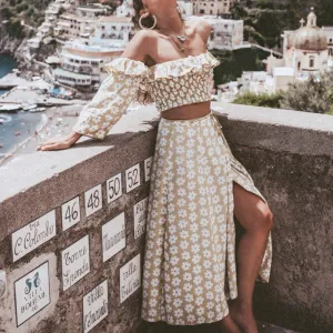 Nova || Floral off shoulder A-line dress