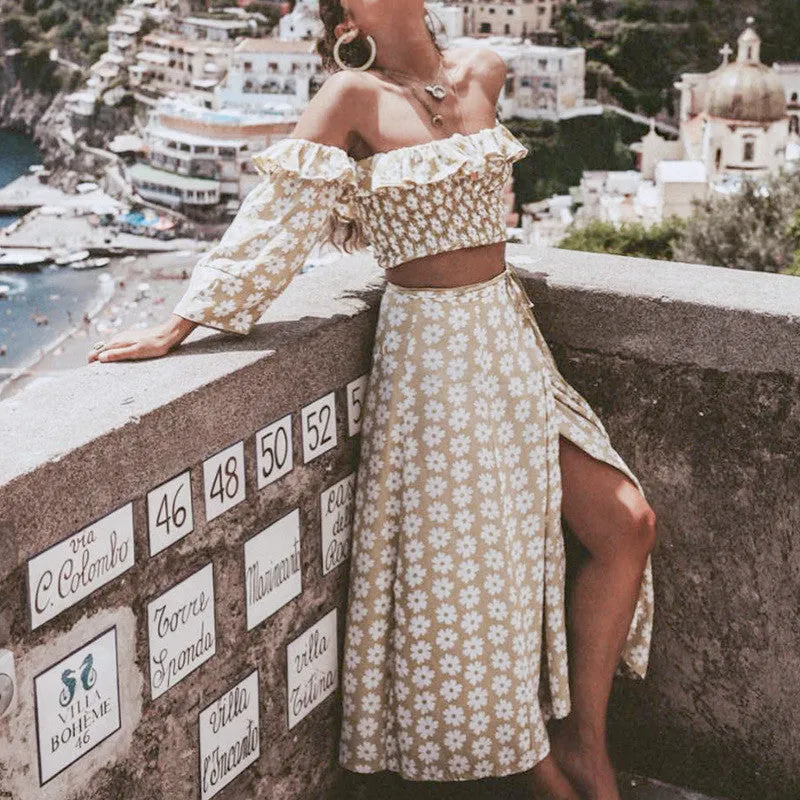 Nova || Floral off shoulder A-line dress