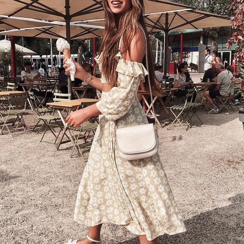 Nova || Floral off shoulder A-line dress