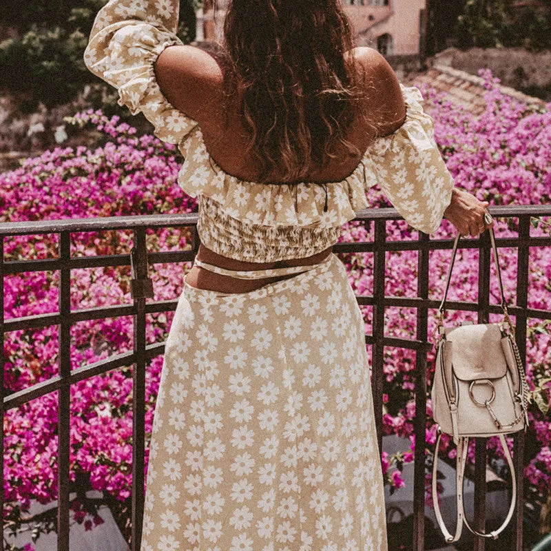 Nova || Floral off shoulder A-line dress