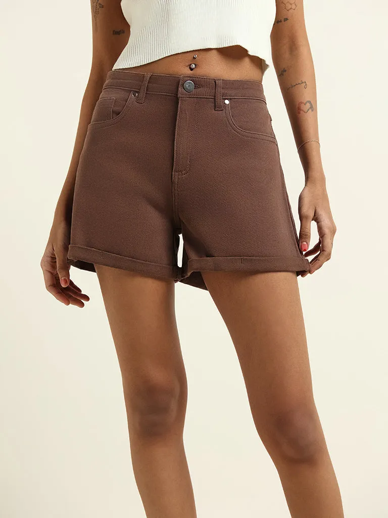 Nuon Brown Denim Shorts
