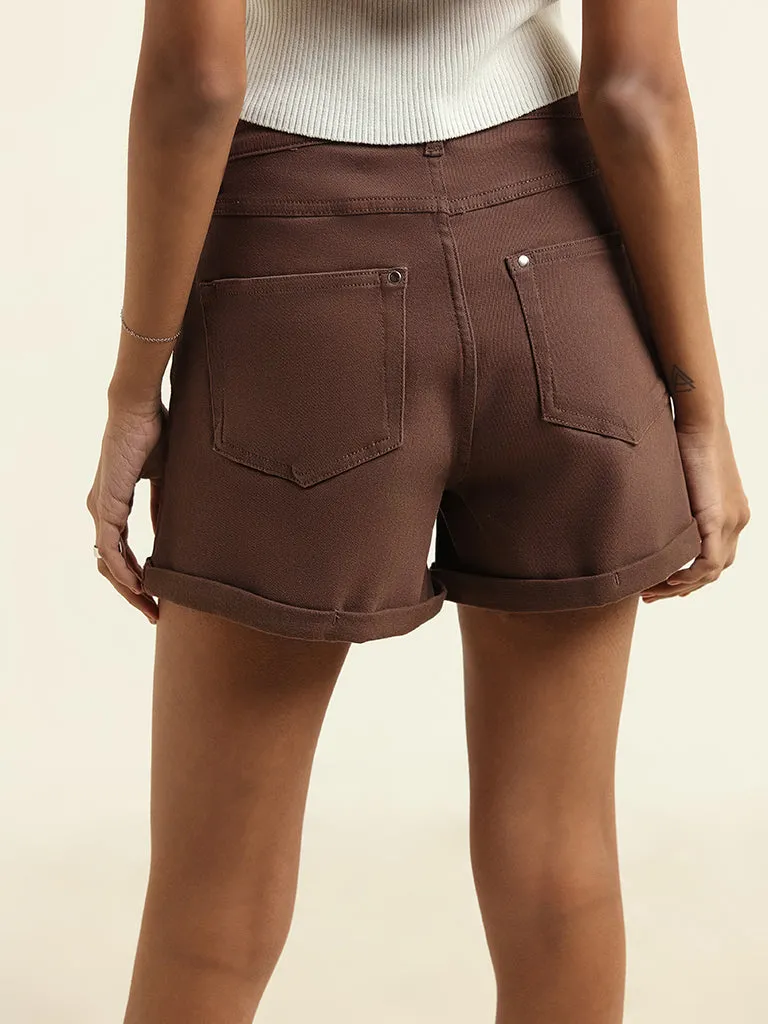 Nuon Brown Denim Shorts