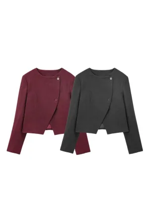 'Paisley' Asymmetric Lapel Short Jacket