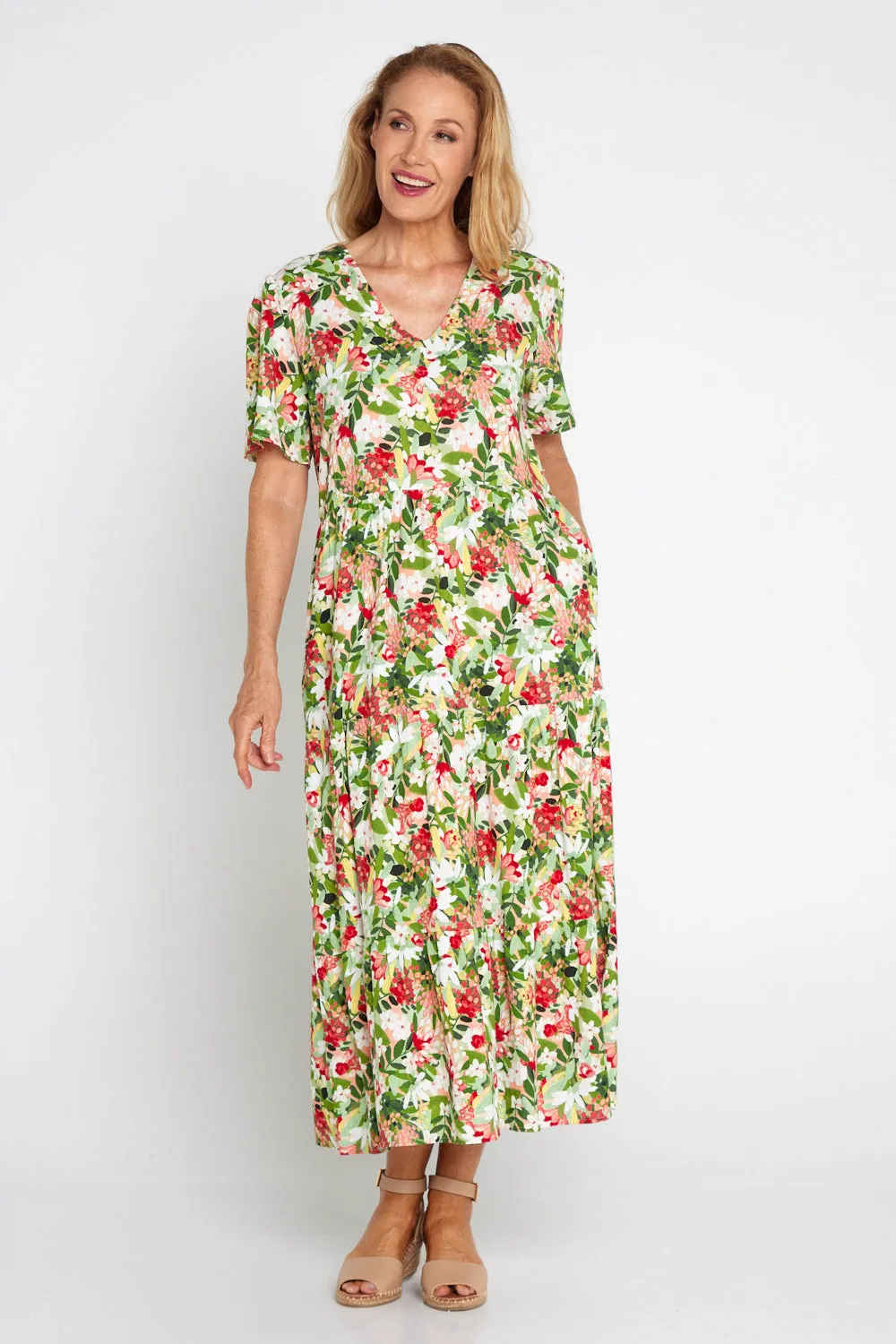 Patrice Cotton & Linen Dress - Festive Bouquet
