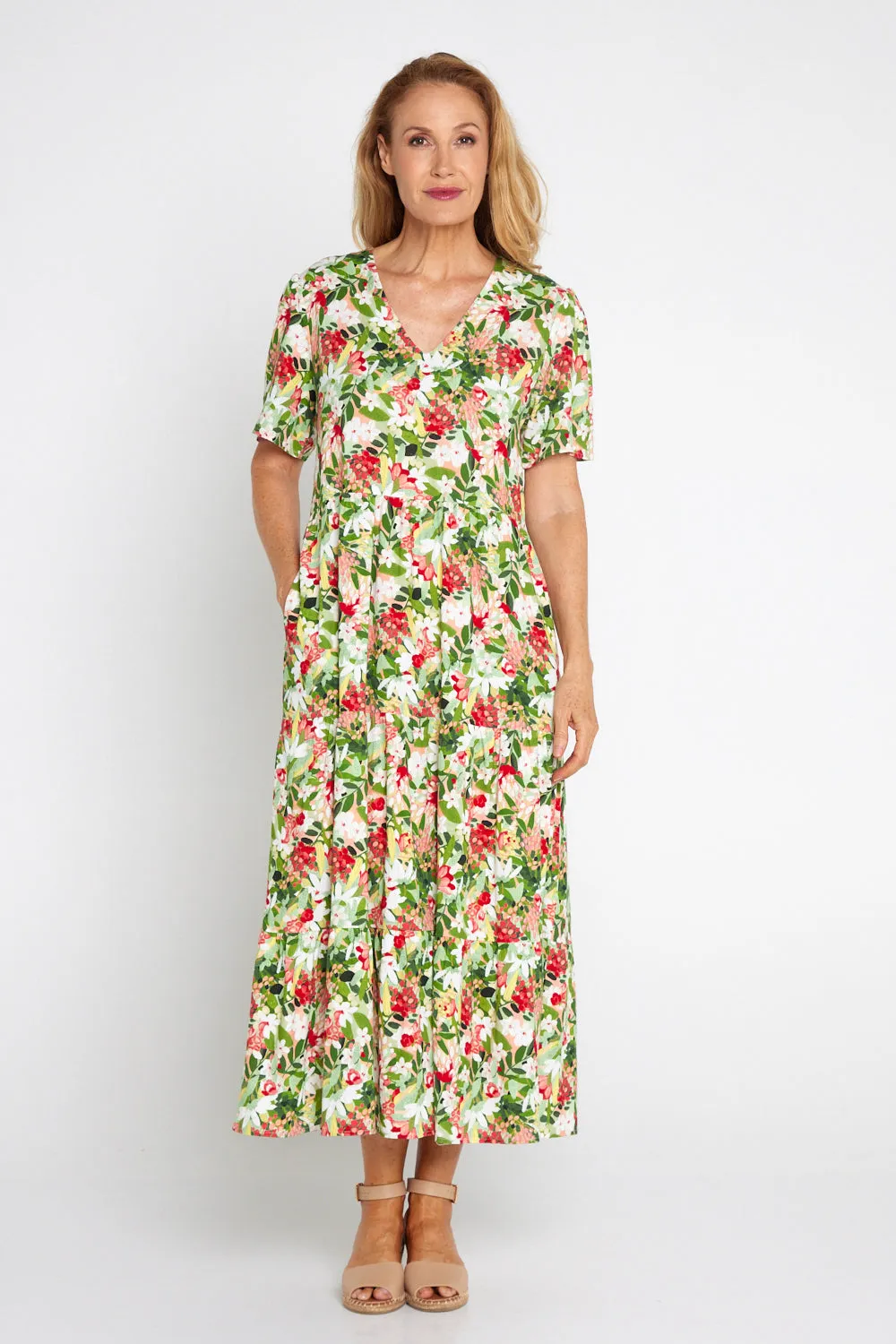 Patrice Cotton & Linen Dress - Festive Bouquet