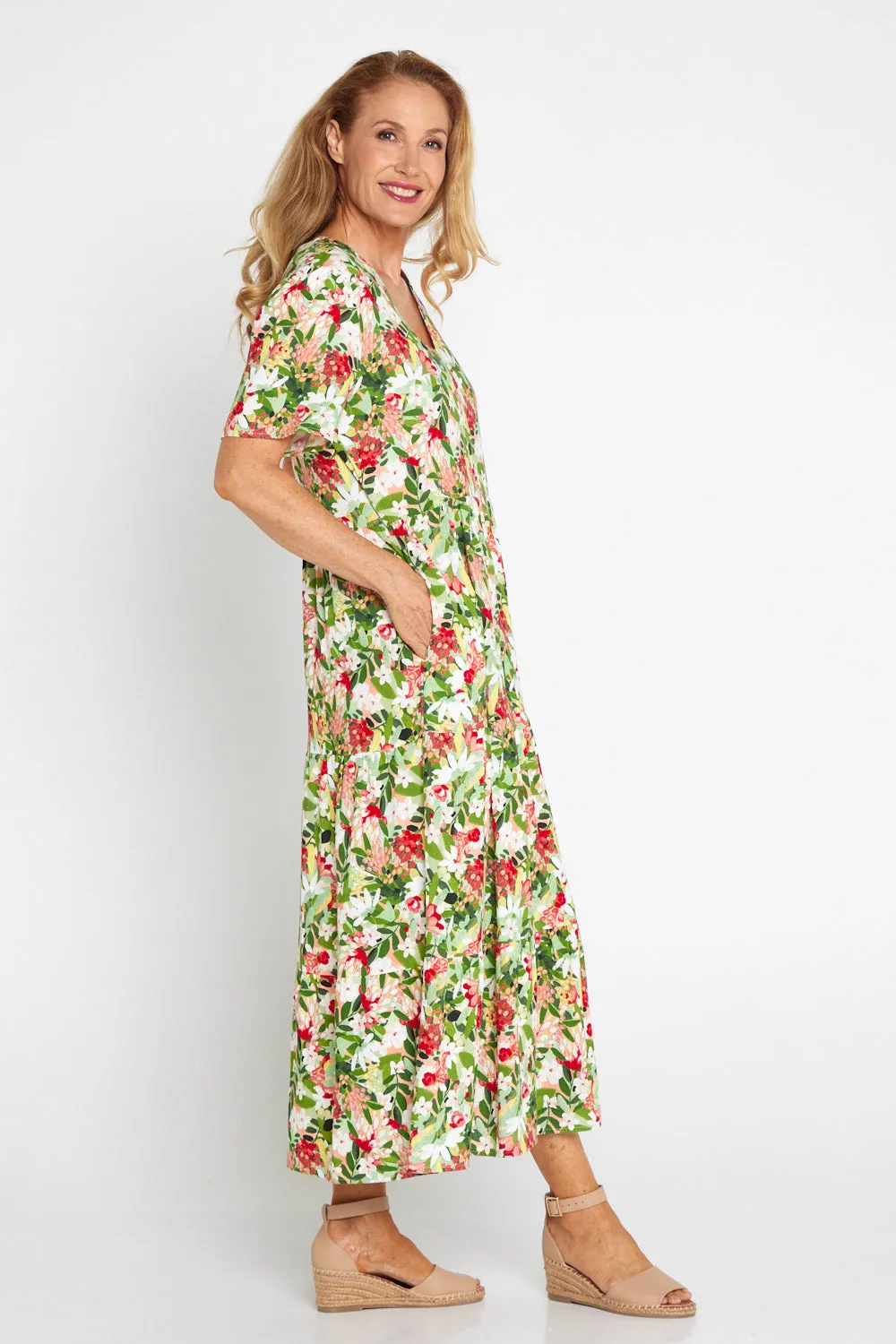 Patrice Cotton & Linen Dress - Festive Bouquet