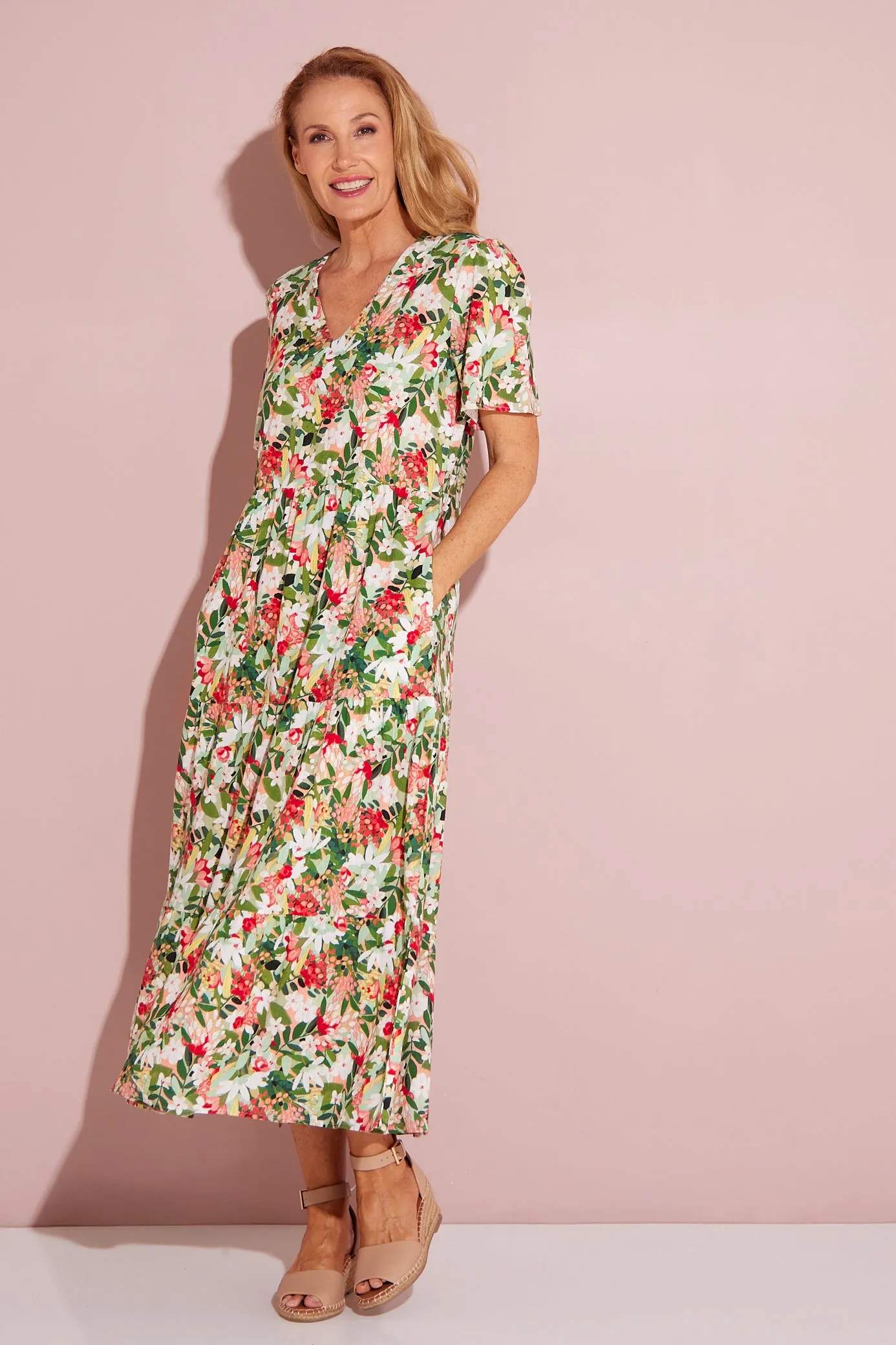 Patrice Cotton & Linen Dress - Festive Bouquet