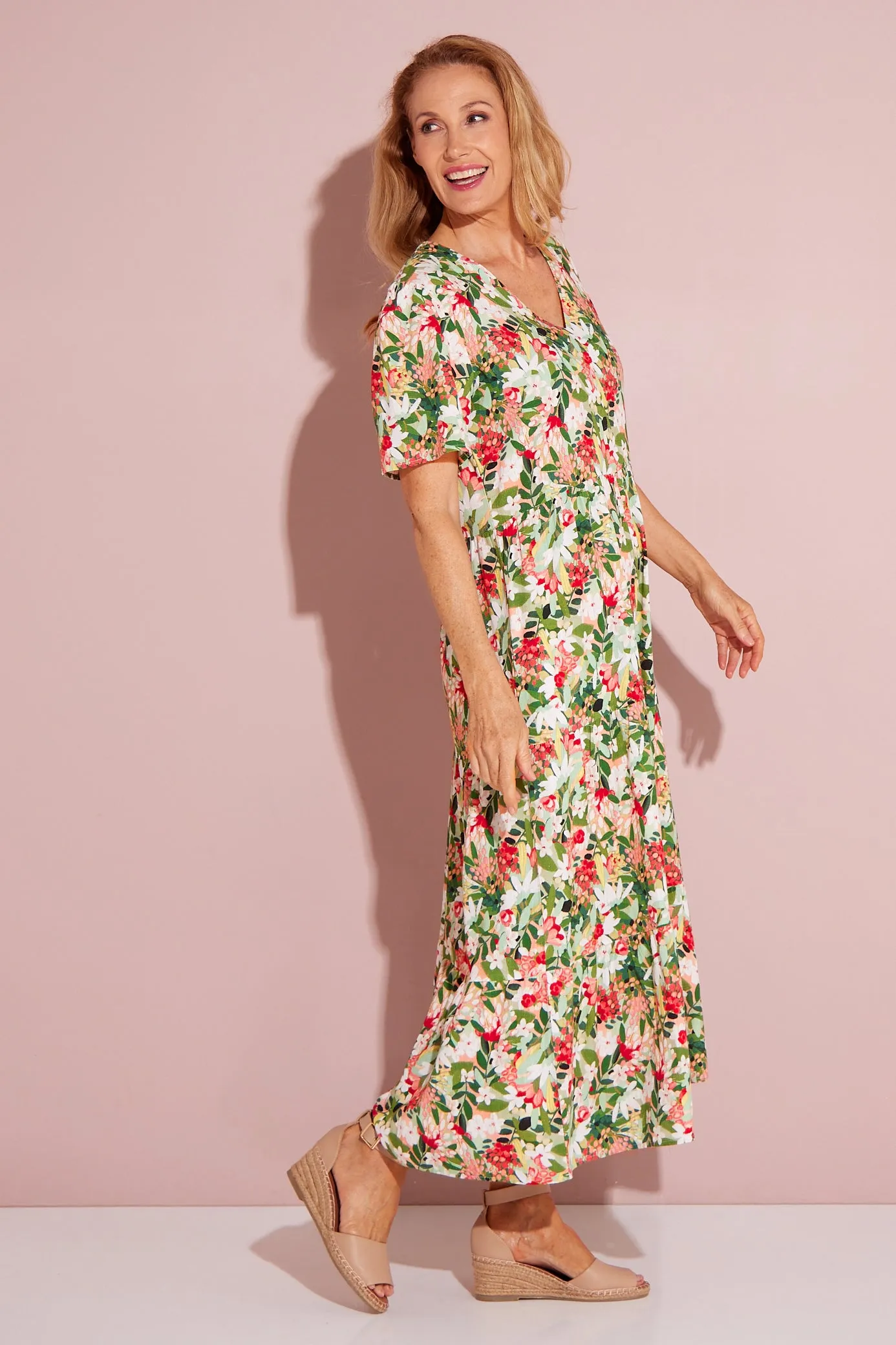 Patrice Cotton & Linen Dress - Festive Bouquet