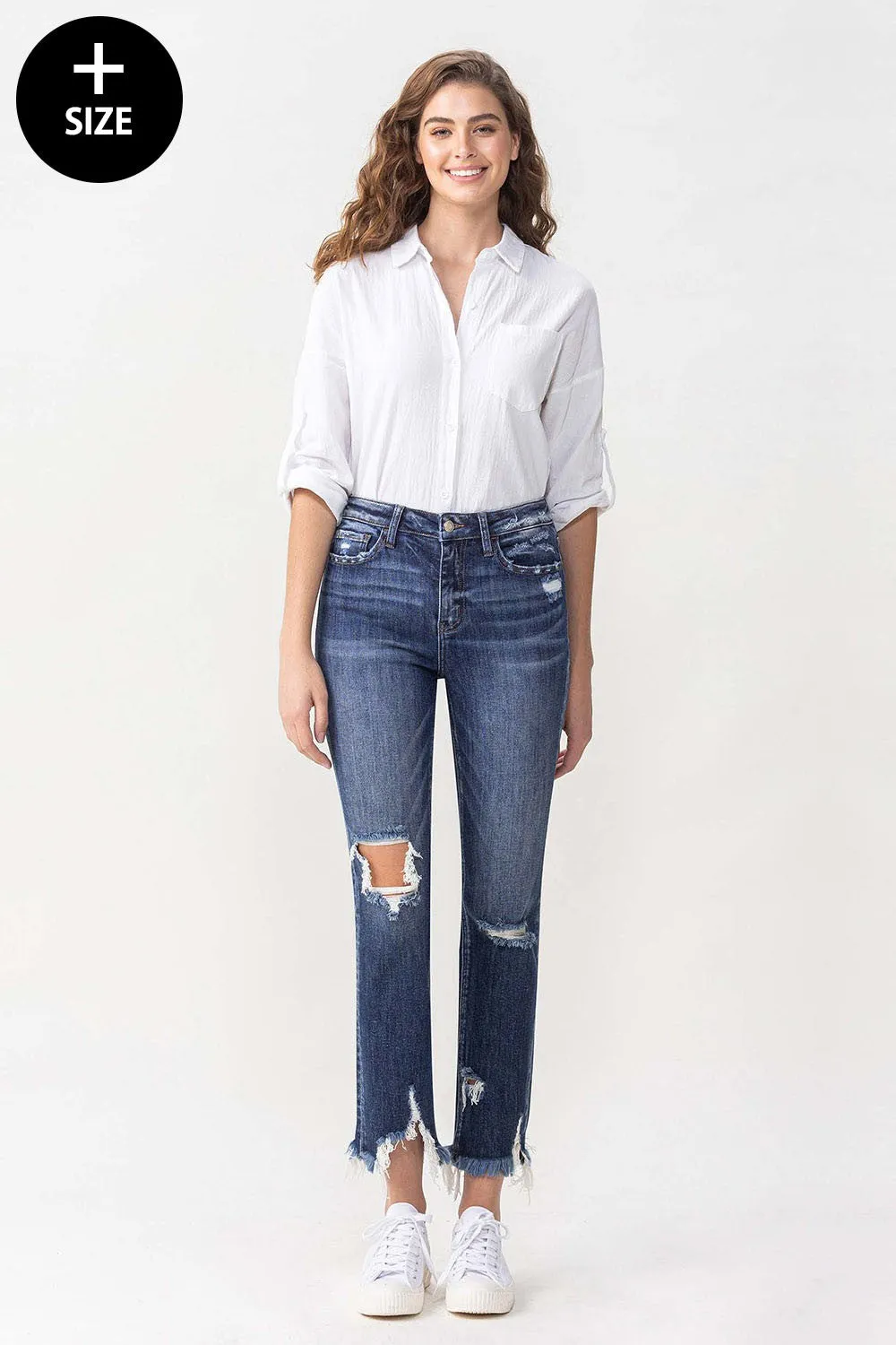 PLUS LOVERVET BY VERVET HIGH RISE CROP STRAIGHT JEANS