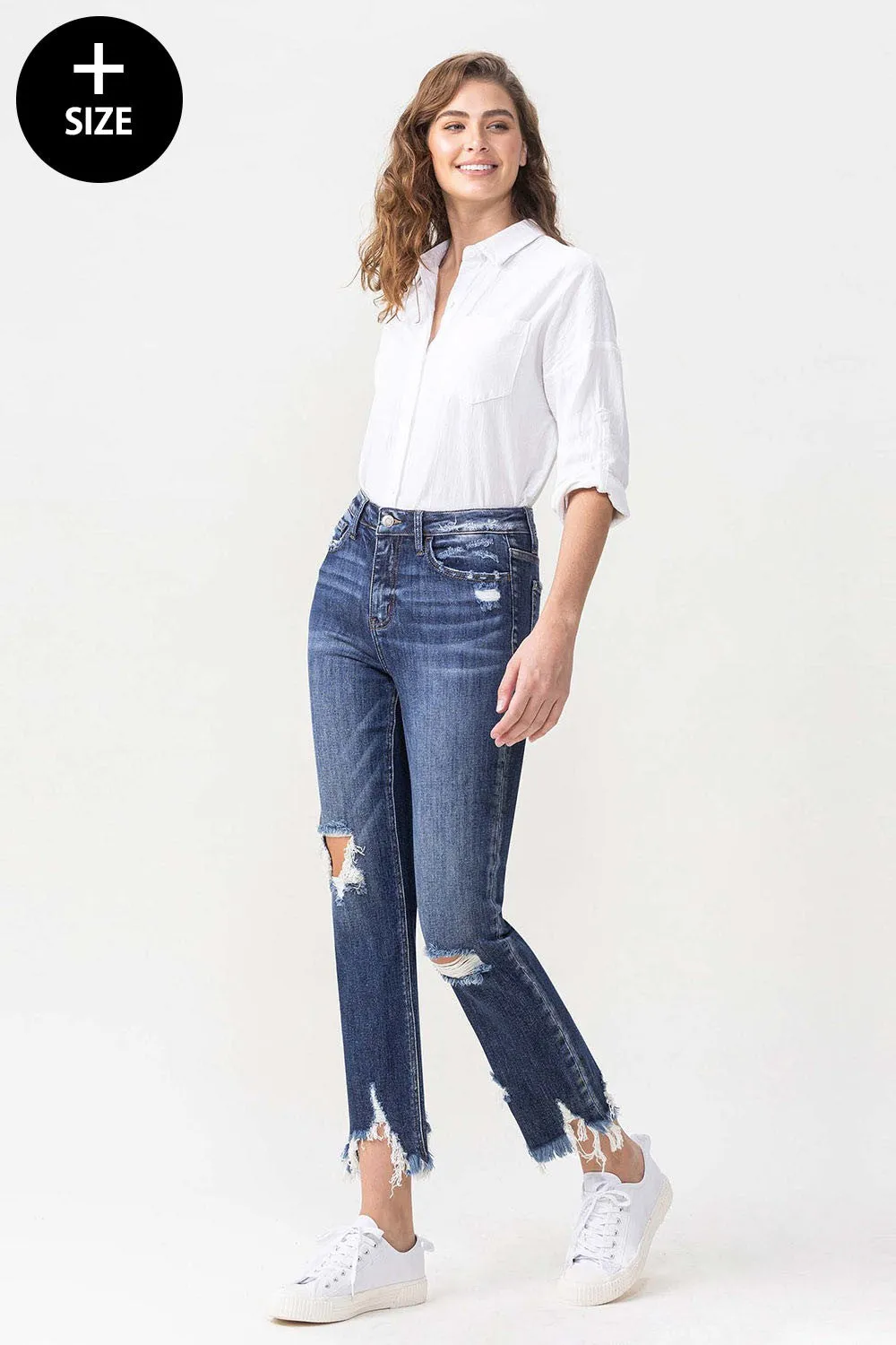 PLUS LOVERVET BY VERVET HIGH RISE CROP STRAIGHT JEANS