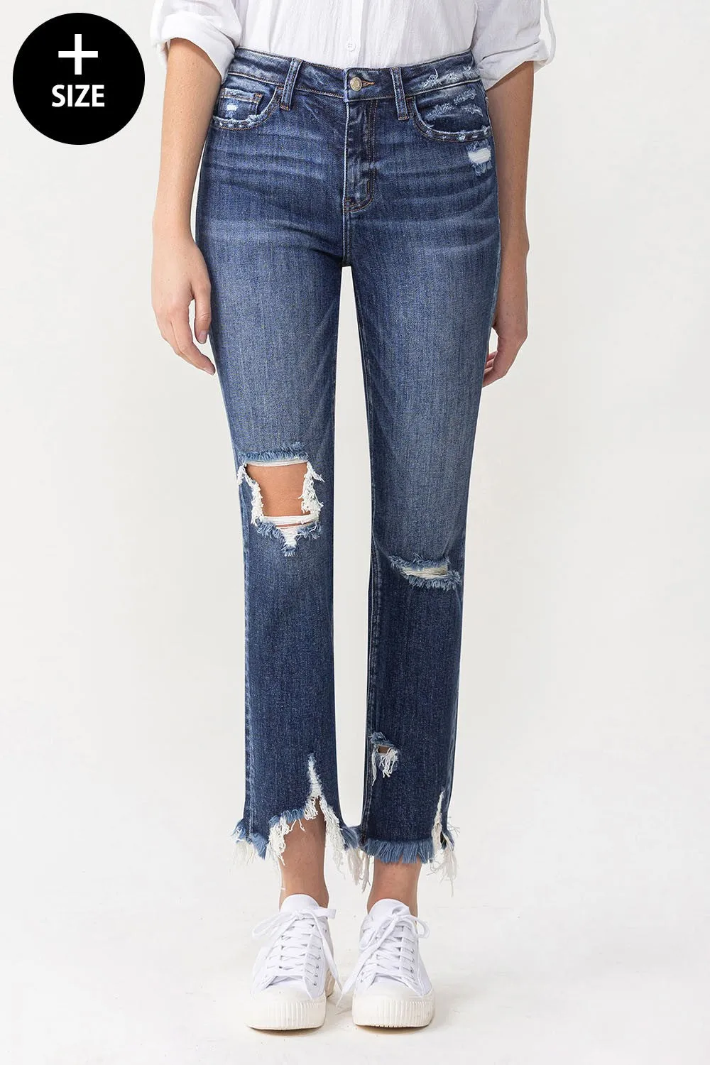 PLUS LOVERVET BY VERVET HIGH RISE CROP STRAIGHT JEANS