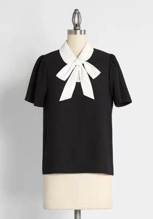 Positive First Impressions Tie-Neck Blouse