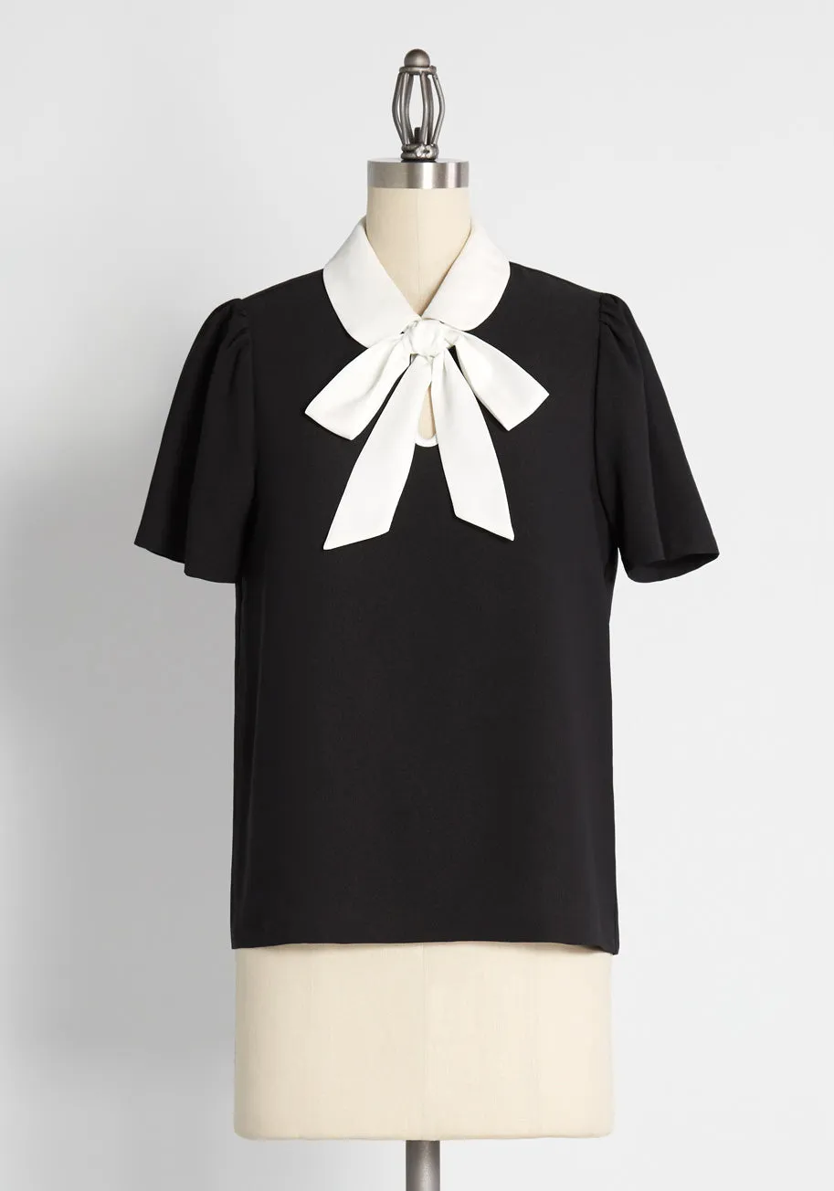 Positive First Impressions Tie-Neck Blouse
