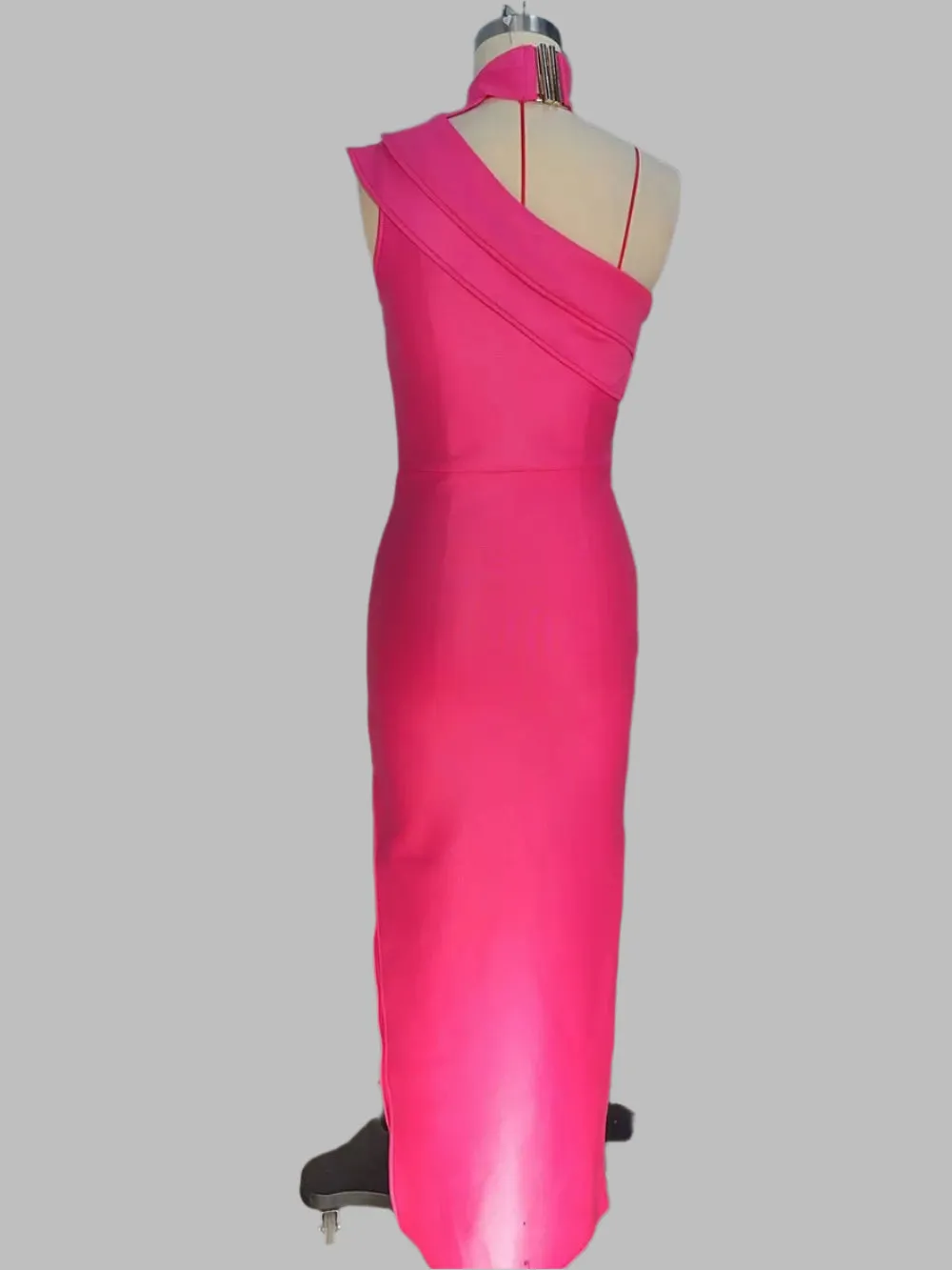 Printed Hanging Slant Neck Sleeveless Ruffle Maxi Bandage Dress