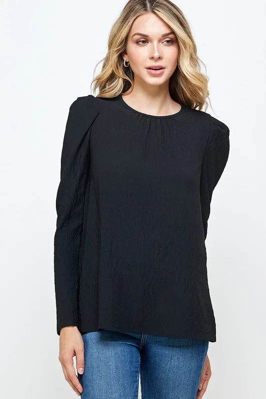 Puff Sleeve Top - black