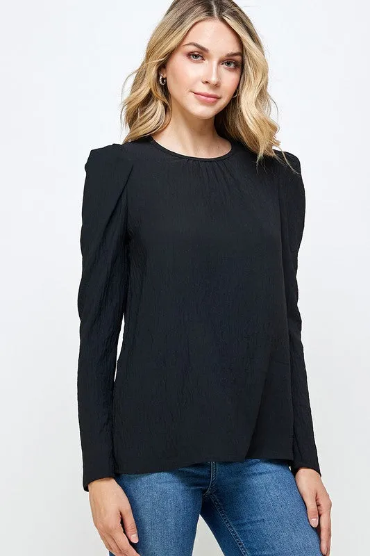 Puff Sleeve Top - black