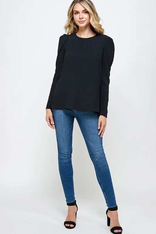 Puff Sleeve Top - black