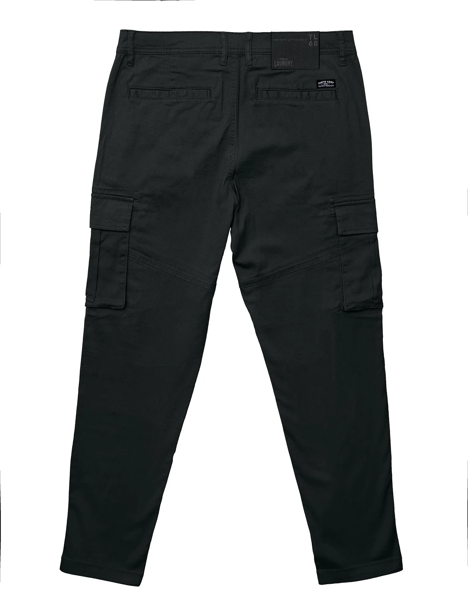 Ralston Stretch Cotton Twill Multi-Pocket Cargo Trousers In Anthracite Black - Tokyo Laundry