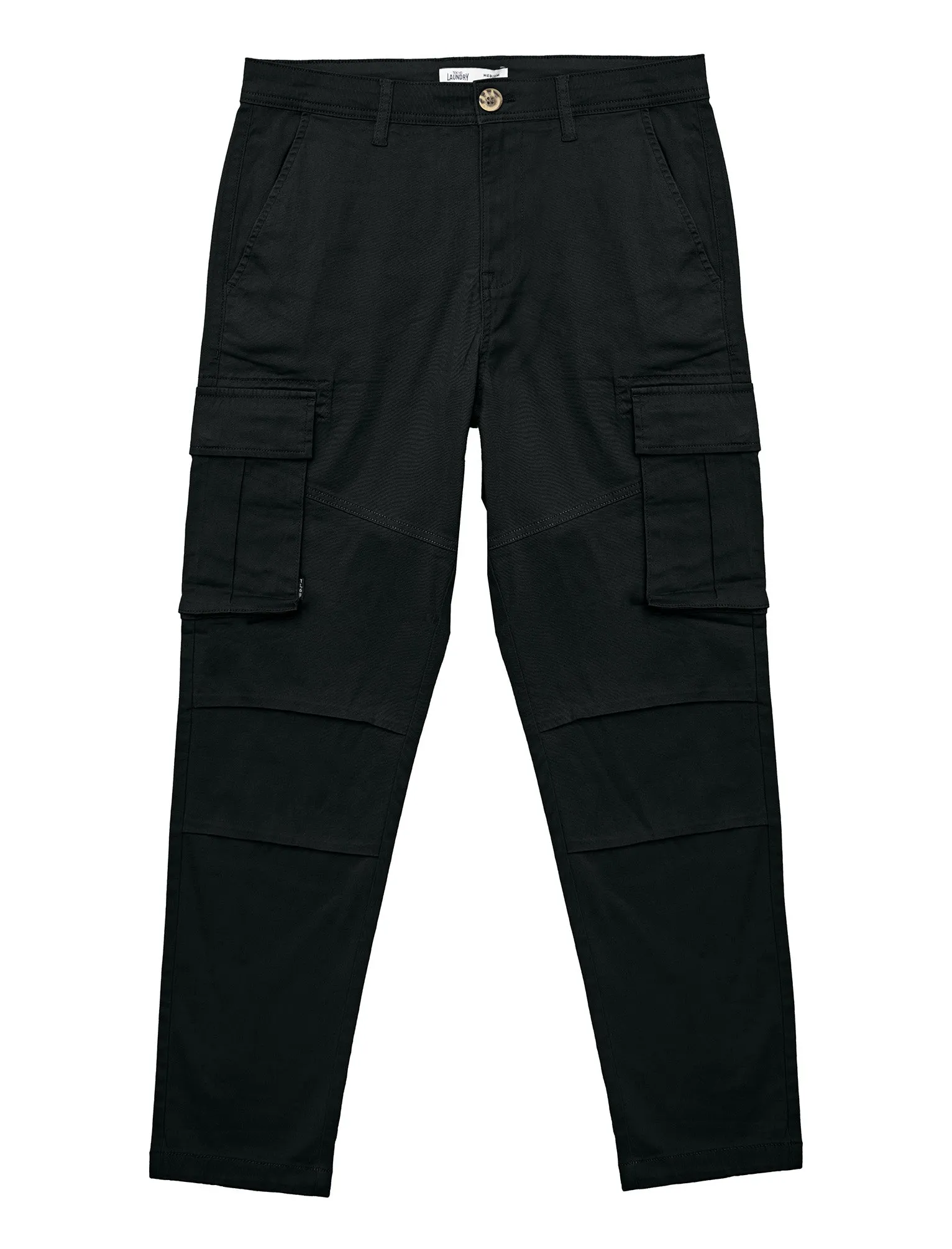Ralston Stretch Cotton Twill Multi-Pocket Cargo Trousers In Anthracite Black - Tokyo Laundry