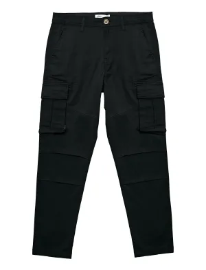 Ralston Stretch Cotton Twill Multi-Pocket Cargo Trousers In Anthracite Black - Tokyo Laundry