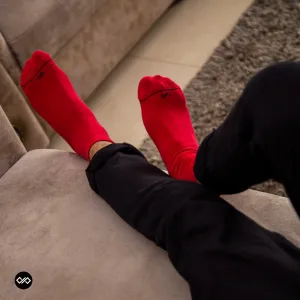 Red Unisex Ankle Length Socks
