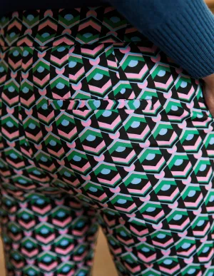 Richmond 7/8 Trouser-Black, Geometric Tile