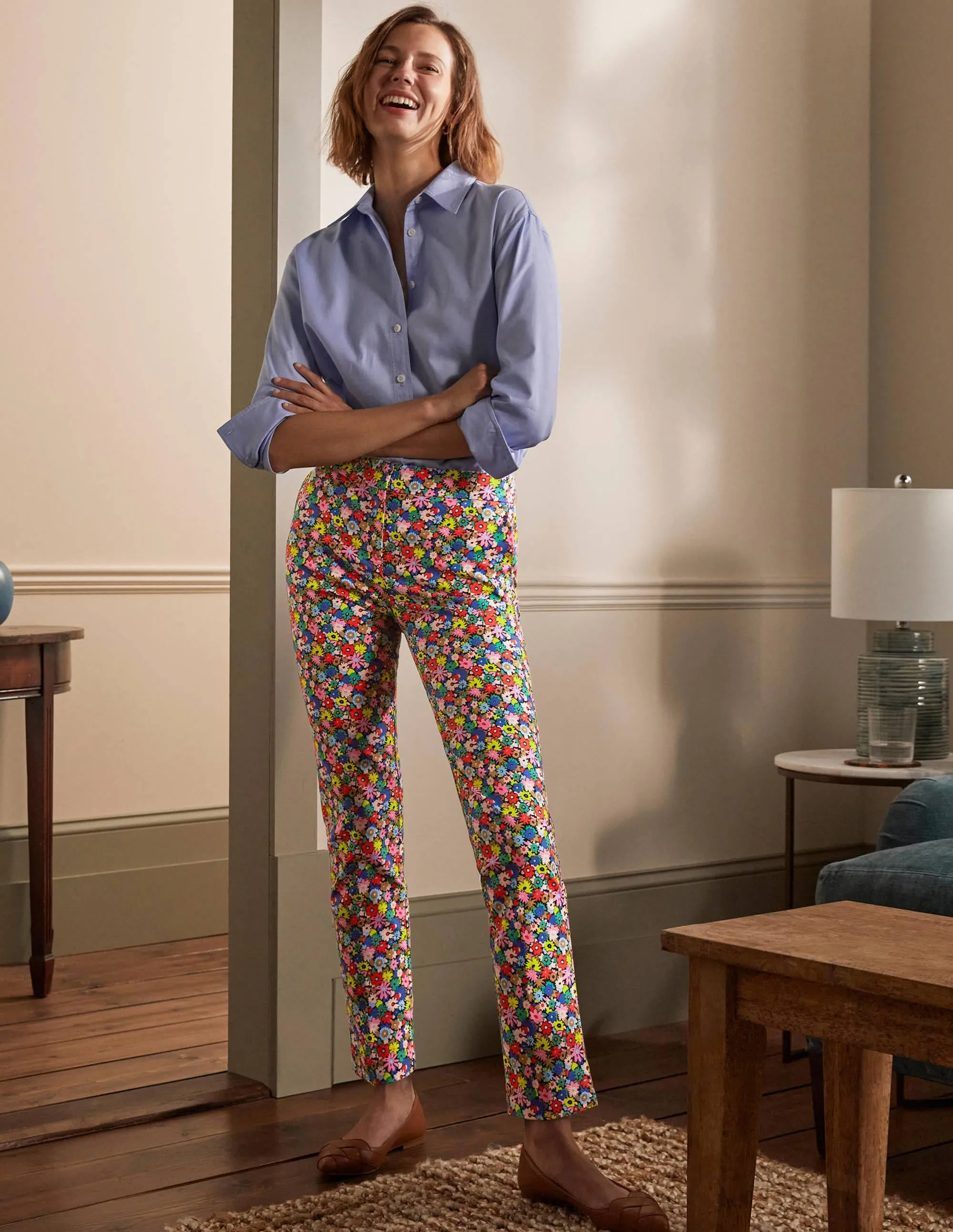 Richmond 7/8 Trouser-Cherry Red, Paintbox Ditsy