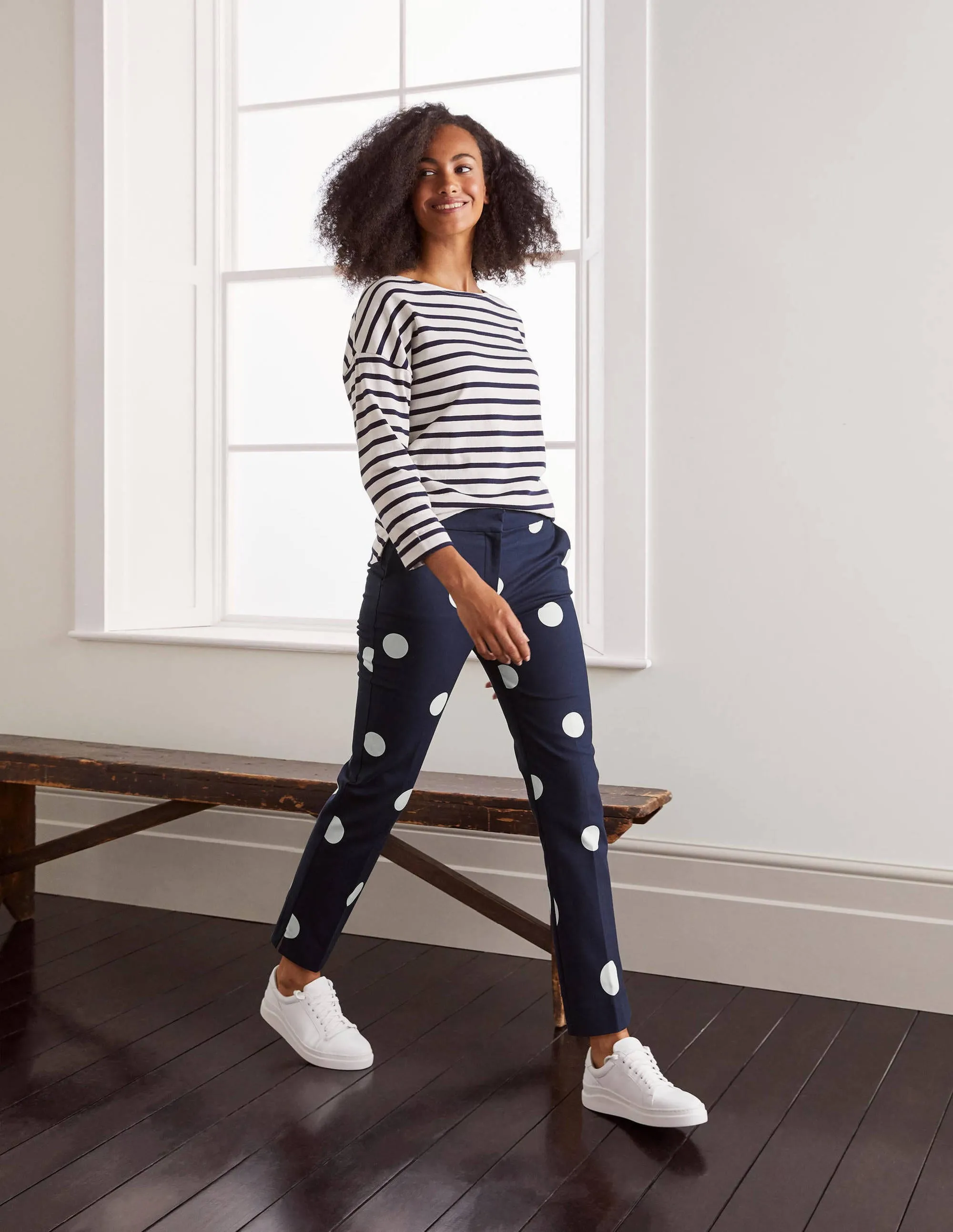 Richmond 7/8 Trouser-French Navy, Regular Dot