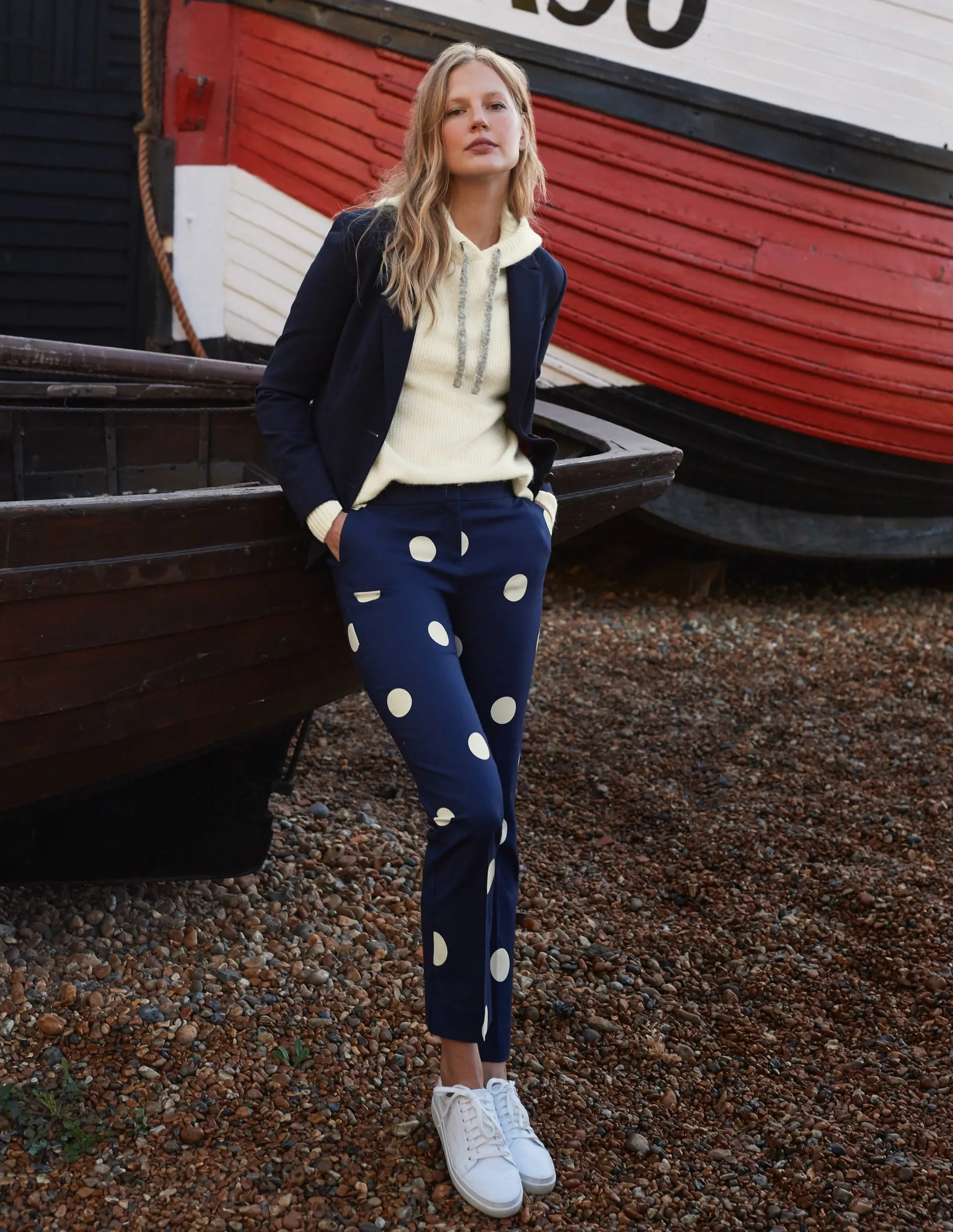 Richmond 7/8 Trouser-French Navy, Regular Dot
