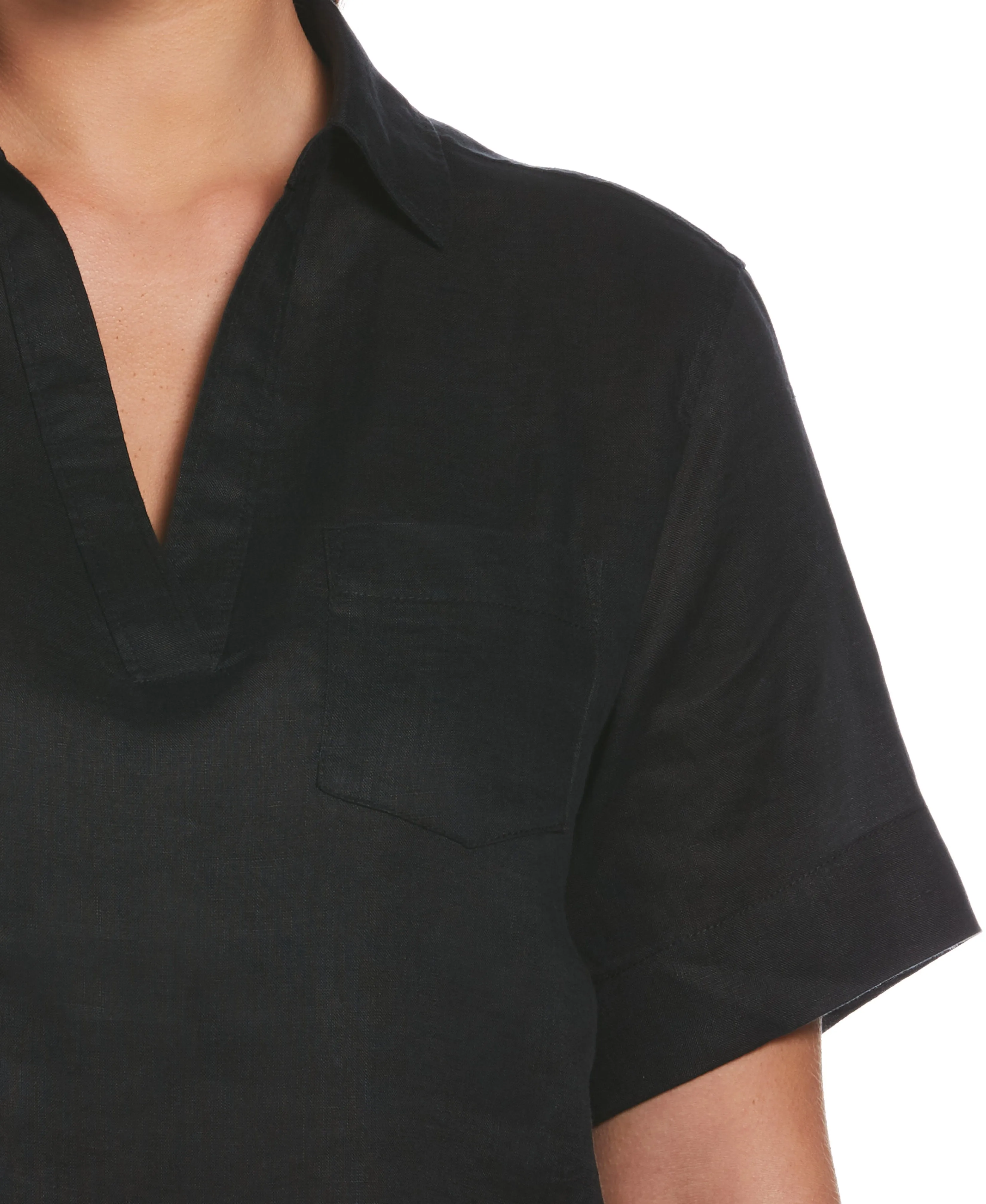 Split Neck Linen Top