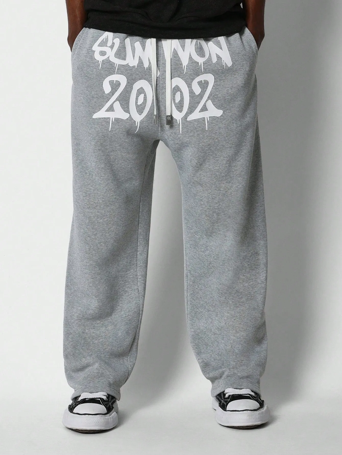 Straight Fit Drop Crotch Jogger Pant With Front Graphic
