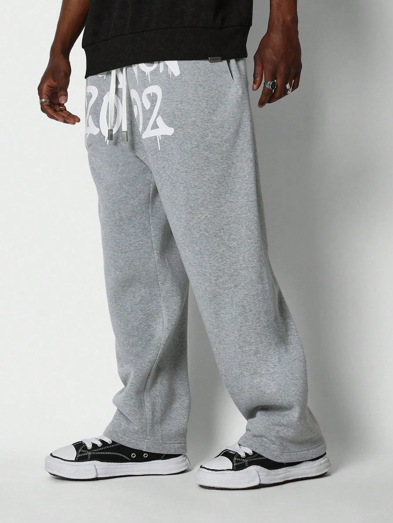Straight Fit Drop Crotch Jogger Pant With Front Graphic