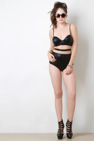 Vegan Leather Strap Hot Shorts
